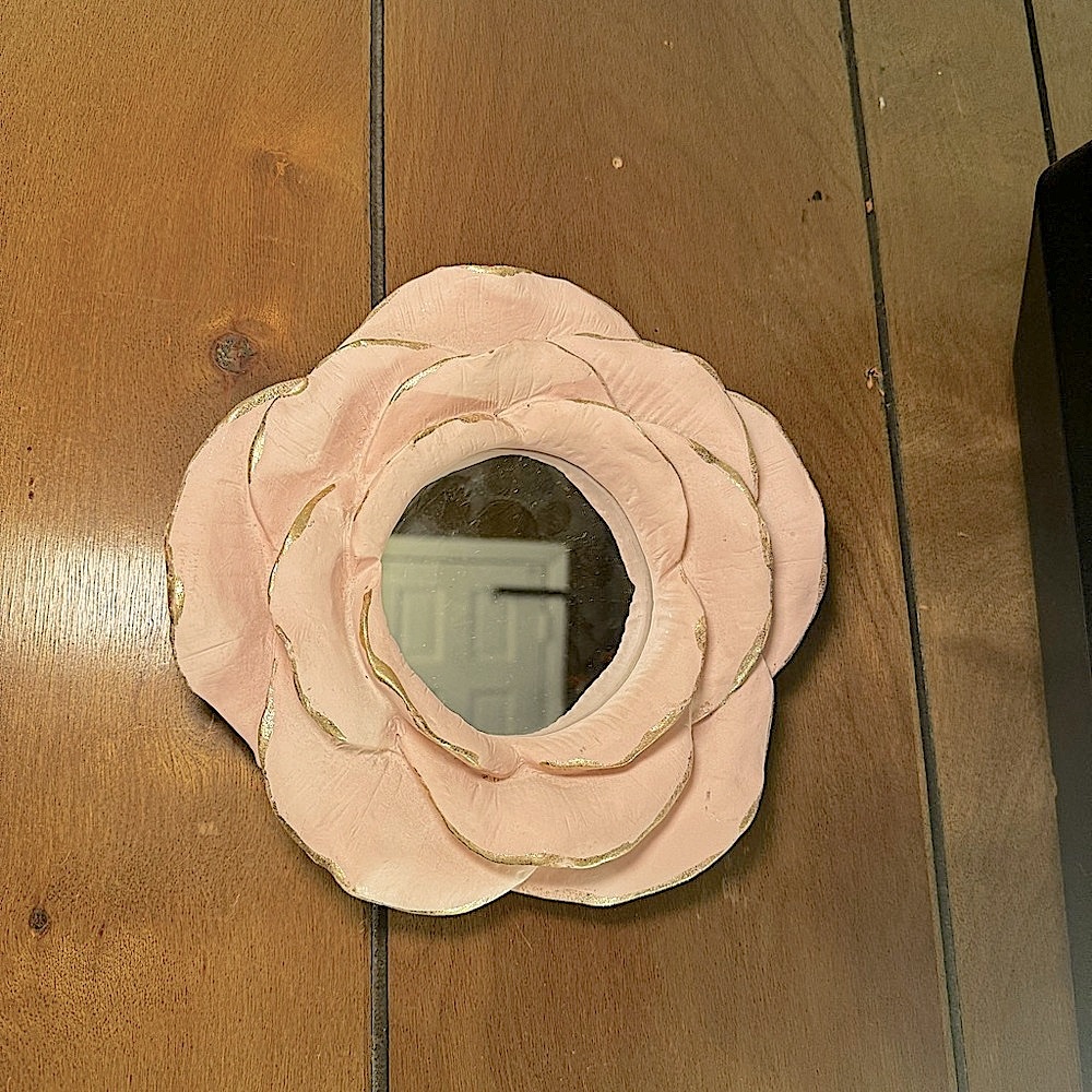 Nanette Lepore Pastel Pink and Gold Floral Mirror